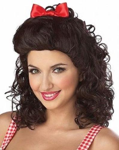 Brown Sweet Farm Girl Shoulder Length Curly Wig with Partial Updo Wig by HalloweenStore.com