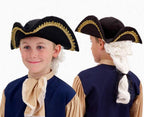 Child Tricorn Colonial Costume Hat with Attached White Wig by HalloweenStore.com