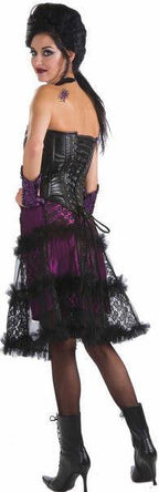 Sexy Slick and Evil Strapless Adult Faux Leather Black Corset with front Zipper by HalloweenStore.com