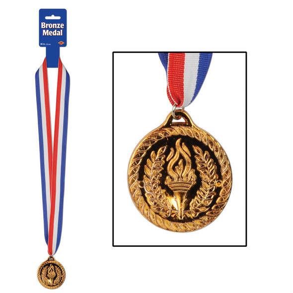Plastic Bronze Medal with Ribbon Award Prize by HalloweenStore.com