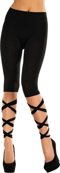 Lace Down Black Capri Adult Leggings with Lace Ties by HalloweenStore.com