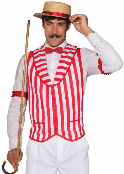 Barber Shop Quintet Red and White Striped Costume Vest X-Large by HalloweenStore.com