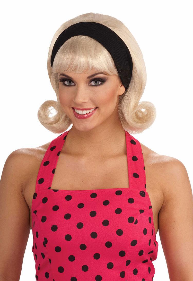 50's Blonde Flip Wig with Headband and Bangs by HalloweenStore.com
