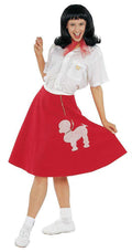 Red Felt Poodle Skirt Fifties Adult Costume by HalloweenStore.com
