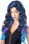 Blue Purple Color Cascade Long Curly Wig by HalloweenStore.com