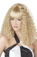Blonde Disco Lady Spiral Curl Wig with Bangs by HalloweenStore.com