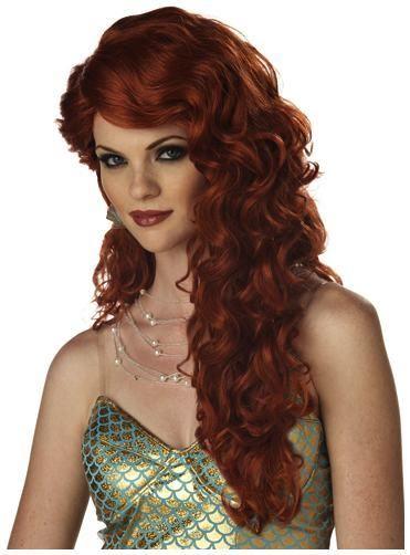 Long Wavy Auburn Mermaid Wig by HalloweenStore.com