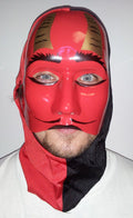 Scary Rigid Plastic Devil Mask with Attached Fabric by HalloweenStore.com