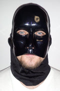 Cesar Plastic Black Knight Mask with Attached Fabric by HalloweenStore.com