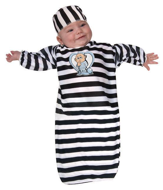 Newborn Convict Costume Black and White 0-9 months by HalloweenStore.com