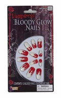 Vampiress Bloody Glow in the Dark Press On Fingernails with Bloody Tips by HalloweenStore.com