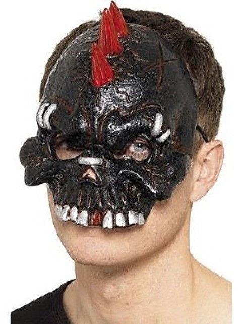 Black and Red Dark Dead Punk Chinless Half Face Mask by HalloweenStore.com