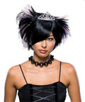 Women's Short Spiky Black Emo Princess Gothic Wig with Tiara by HalloweenStore.com