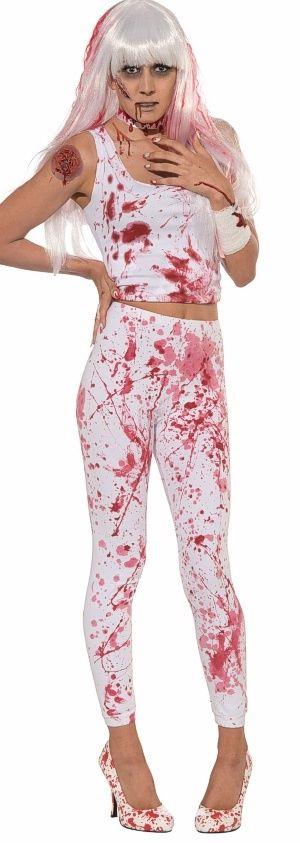 White Adult Bloody Leggings With Blood Spatter Costume Accessory by HalloweenStore.com