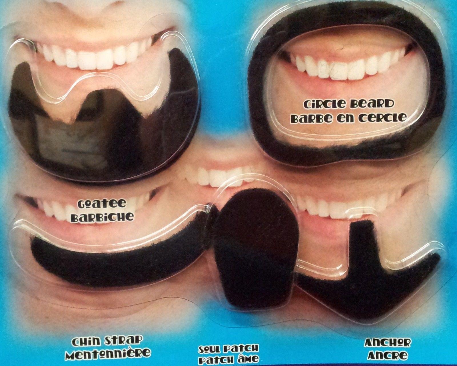 Black Assorted Beards Set Self Adhesive Stick-On Party Beards 5 pack by HalloweenStore.com