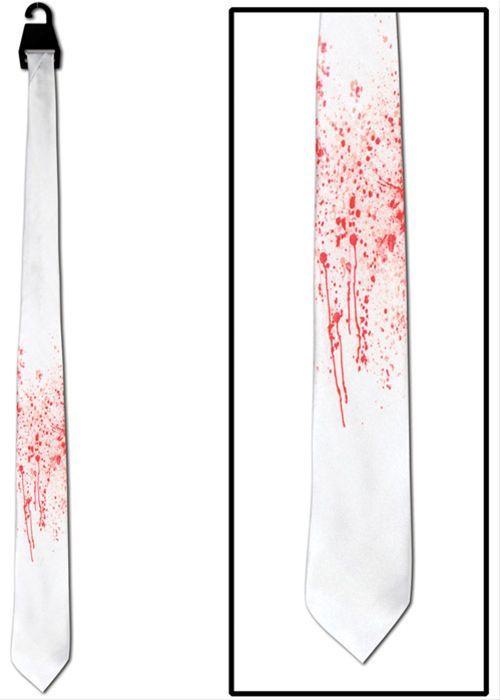 Blood Splatter Tie White Tie with Red Blood Stains by HalloweenStore.com