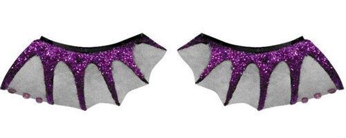 Bat Wing Fake False Eyelashes Purple Black by HalloweenStore.com