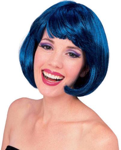 Blue Supermodel Short Bob with Bangs Wig by HalloweenStore.com