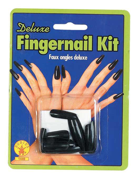 Fake Black Sculpted Horror Fingernails by HalloweenStore.com