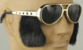 King of Rock N Roll Elvis Presley Glasses with Side Burns Gold Sunglasses by HalloweenStore.com