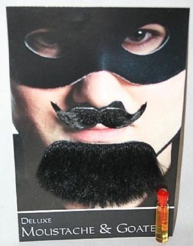 Black Spanish Amigo Deluxe Moustache and Goatee Facial Hair Kit by HalloweenStore.com