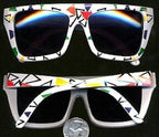80's White Party Colorful Triangle Mod Sunglasses Party3 by HalloweenStore.com