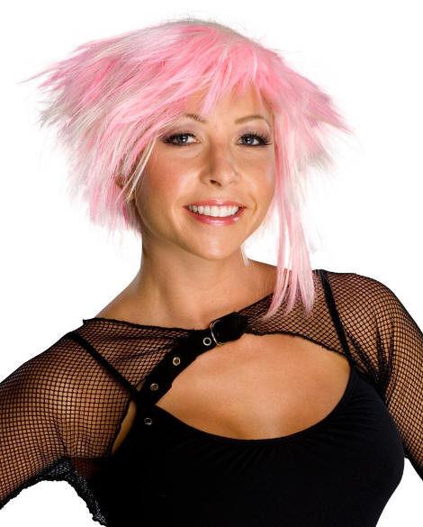 Cotton Candy Pink Cyber Pixie Fairy Sexy Short Wig by HalloweenStore.com