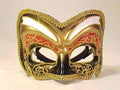 Black Gold and Red Venetian Masquerade Mask with Glitter 57260 by HalloweenStore.com