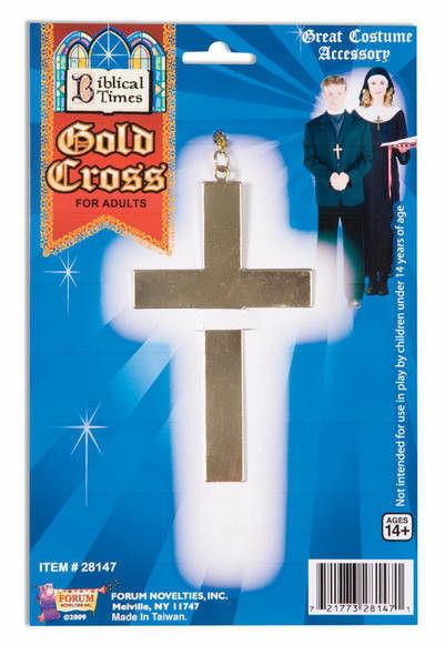 Gold Metal Theatrical Cross Necklace by HalloweenStore.com