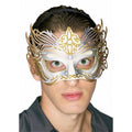 Gold & Silver Filigree Venetian Mardi Gras Eye Mask on a Headband by HalloweenStore.com