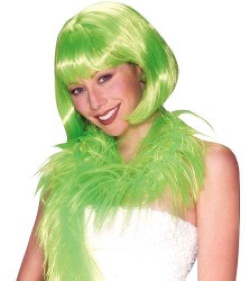 Short Lime Green Bob Wig with Bangs by HalloweenStore.com