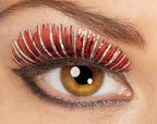 Red and Silver Hologram Fake False Eyelashes and Adhesive set by HalloweenStore.com