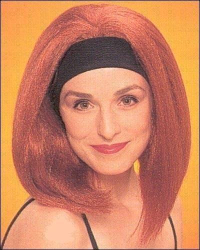 Natural Red Beach Bunny Shoulder Length Wig with Attached Black Headband by HalloweenStore.com