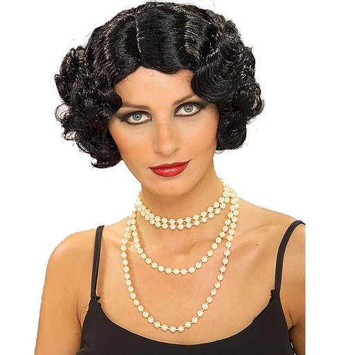Black Flapper Wig Roaring 20s Gangster by HalloweenStore.com