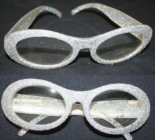 Silver Sparkle Glitter Glasses with Clear Lens by HalloweenStore.com