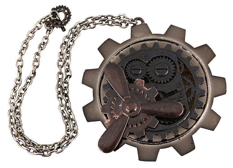 Steampunk Large Propeller Antique Gear Costume Necklace Jewelry by HalloweenStore.com