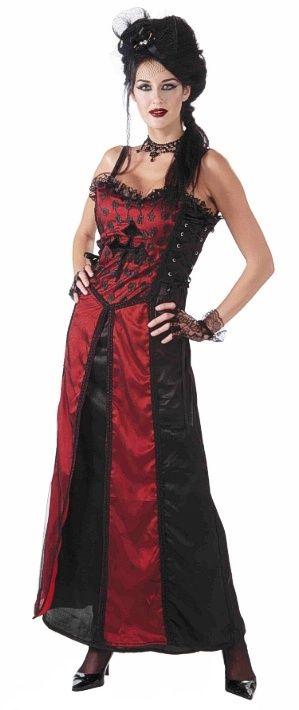 Gothic Couture: Mistress Gothique Adult Costume Red and Black Sexy Dress Gothic by HalloweenStore.com