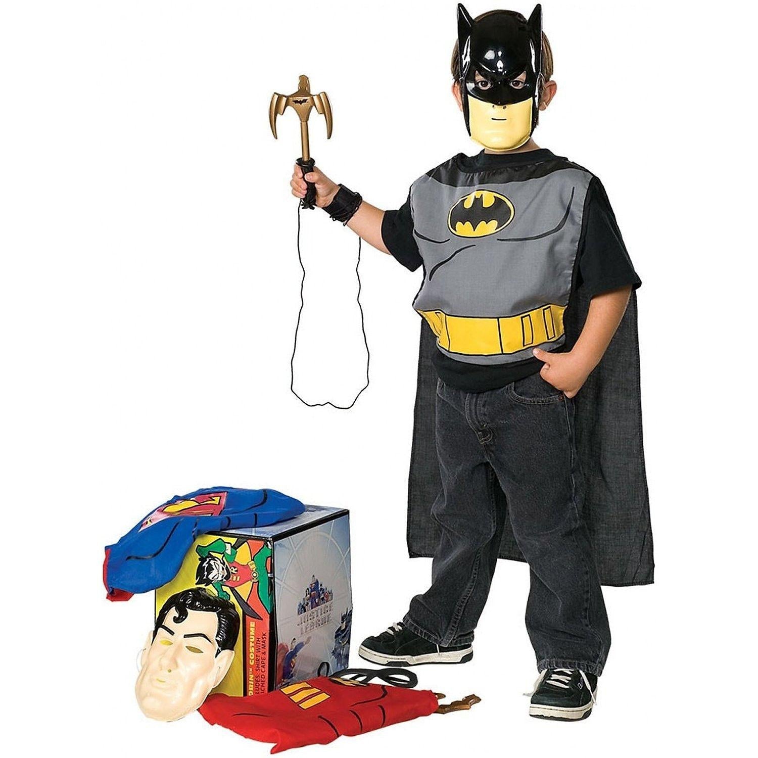 DC Superhero Child Boy Dress up Trunk Superman Batman and Robin Trio Costume Kit by HalloweenStore.com