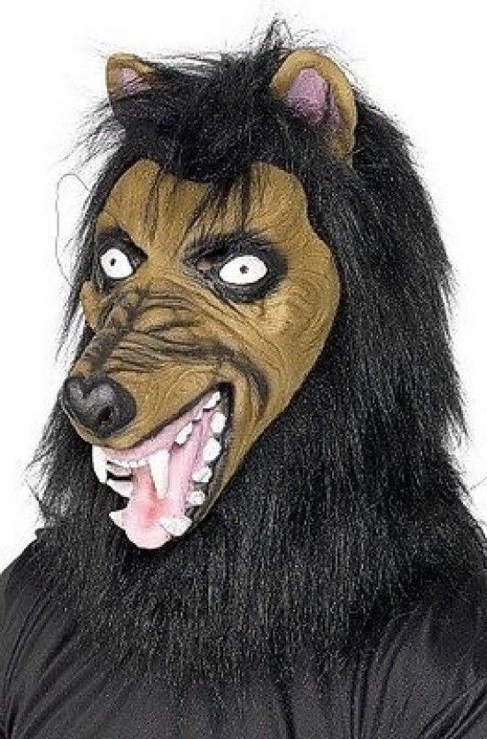 Brown Mad Wolf Costume Mask with Hair by HalloweenStore.com