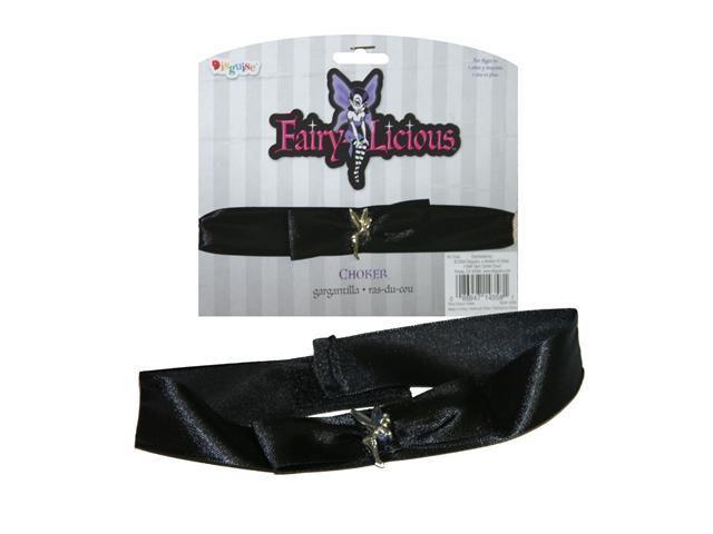 Silver Fairy Licious Black Ribbon Choker Necklace Costume Jewelry Accessory by HalloweenStore.com