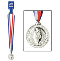 Plastic Silver Medal with Ribbon Award Prize by HalloweenStore.com