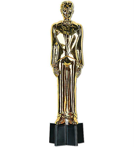 Gold Plastic Awards Night Male Statuette 9'' Prop Statue by HalloweenStore.com