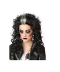 Rocked Out Zombie Black Curly Wig with White Streak by HalloweenStore.com