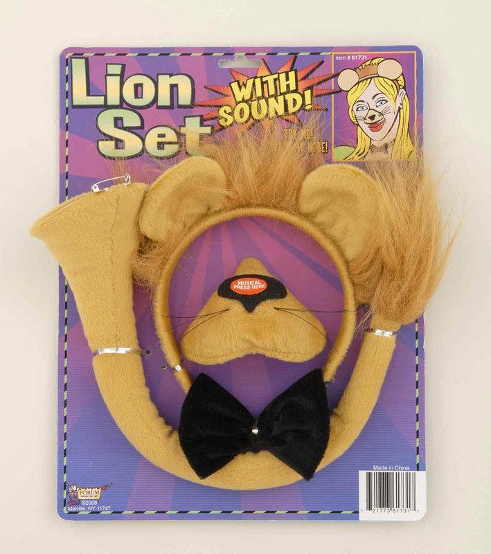 Lion Headband and Nose Ears Bow Tie Set with Sound by HalloweenStore.com