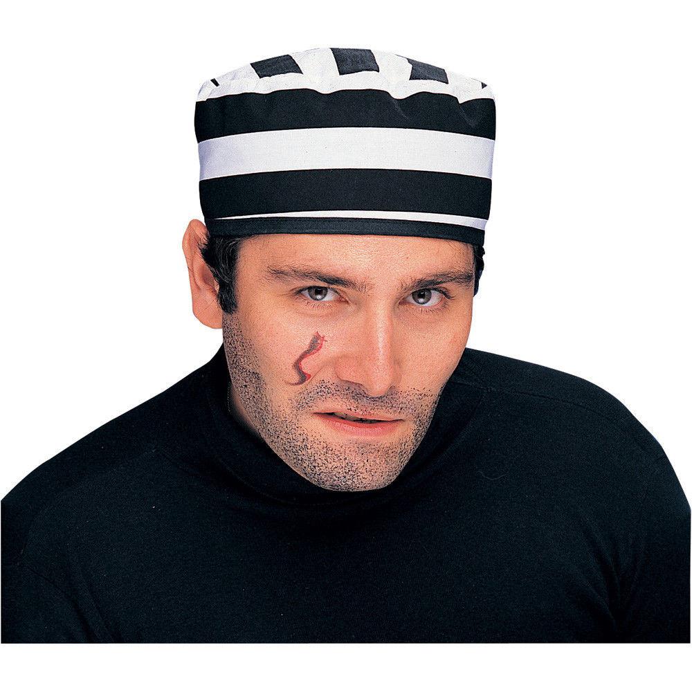Prisoner Convict Jailbird Black and White Hat by HalloweenStore.com