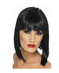 Smiffys Womens Black Glam Wig Short Blunt with Fringe by HalloweenStore.com