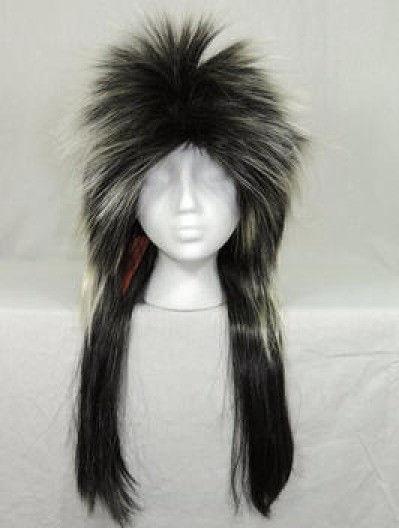 Headbanger Adult Long Frosted Black Wig with Bangs by HalloweenStore.com