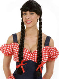 Farm Girl Adult Costume Long Black Wig with Braids by HalloweenStore.com