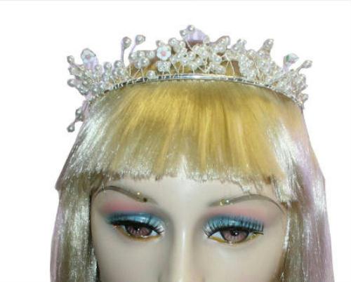 Tiara with Plastic Pearls and Flowers Costume Accessory by HalloweenStore.com