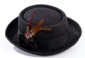 Black Pork Pie Costume Hat with Feather by HalloweenStore.com